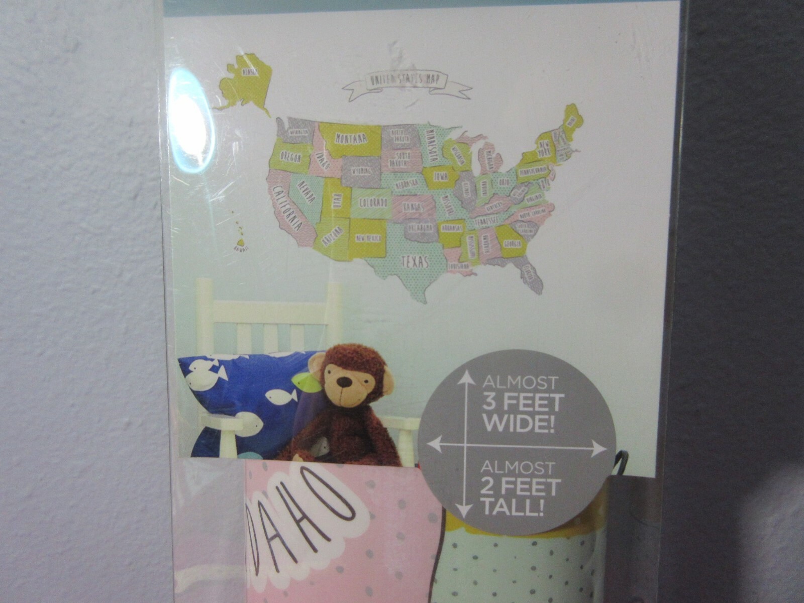 United States USA Map Wall Decor Self Adhesive 3&prime; Home School Office New