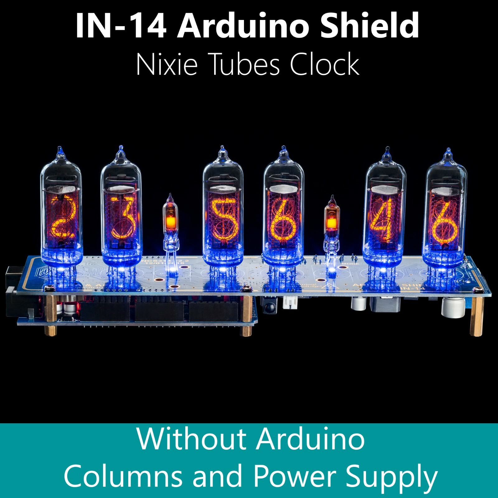 Nixie Tubes Clock IN-14 Arduino Shield 12/24H SlotMachine [WITHOUT ARDUINO]