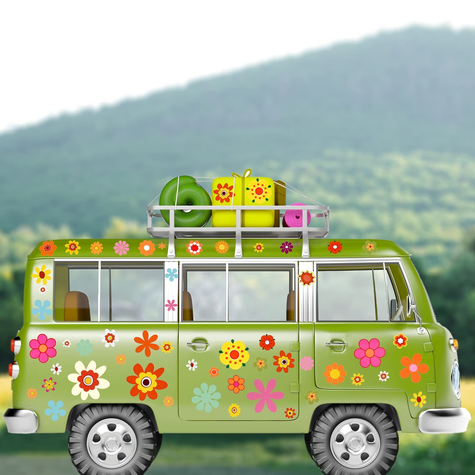 Daisy Stickers 135 Pcs Flower Car Decals 60&rsquo;s Hippie Stickers Daisy Vinyl Ret…