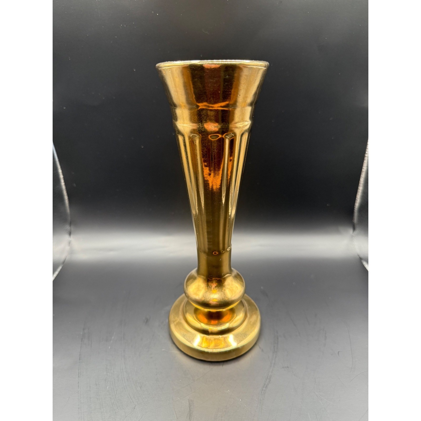 Haeger Pottery USA Gold Vase, 22 Karat Gold Accent, Home Decor Bud Vase Vintage