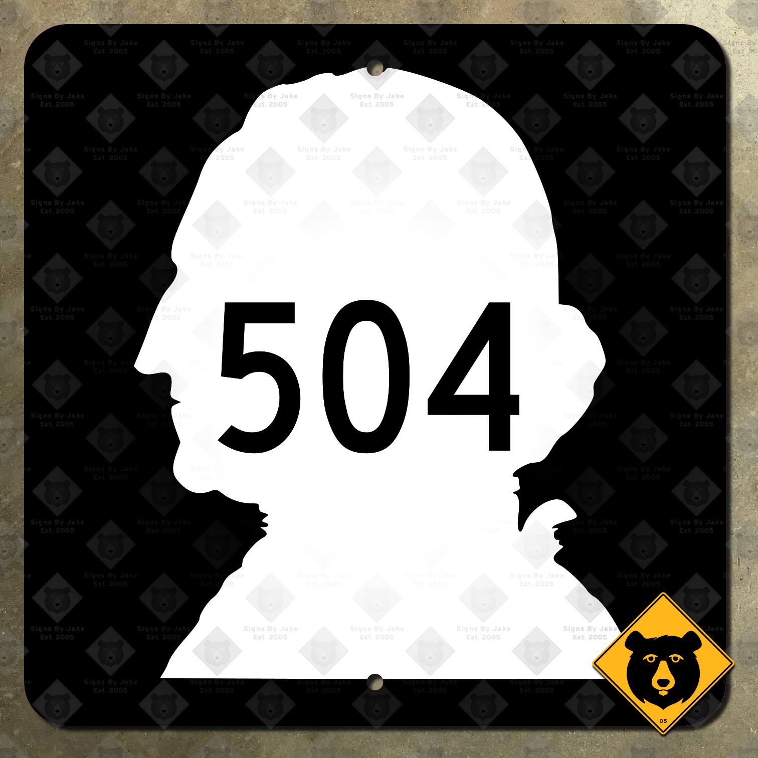 Washington State Route 504 highway marker road sign 1964 Mt. Saint Helens 12×12