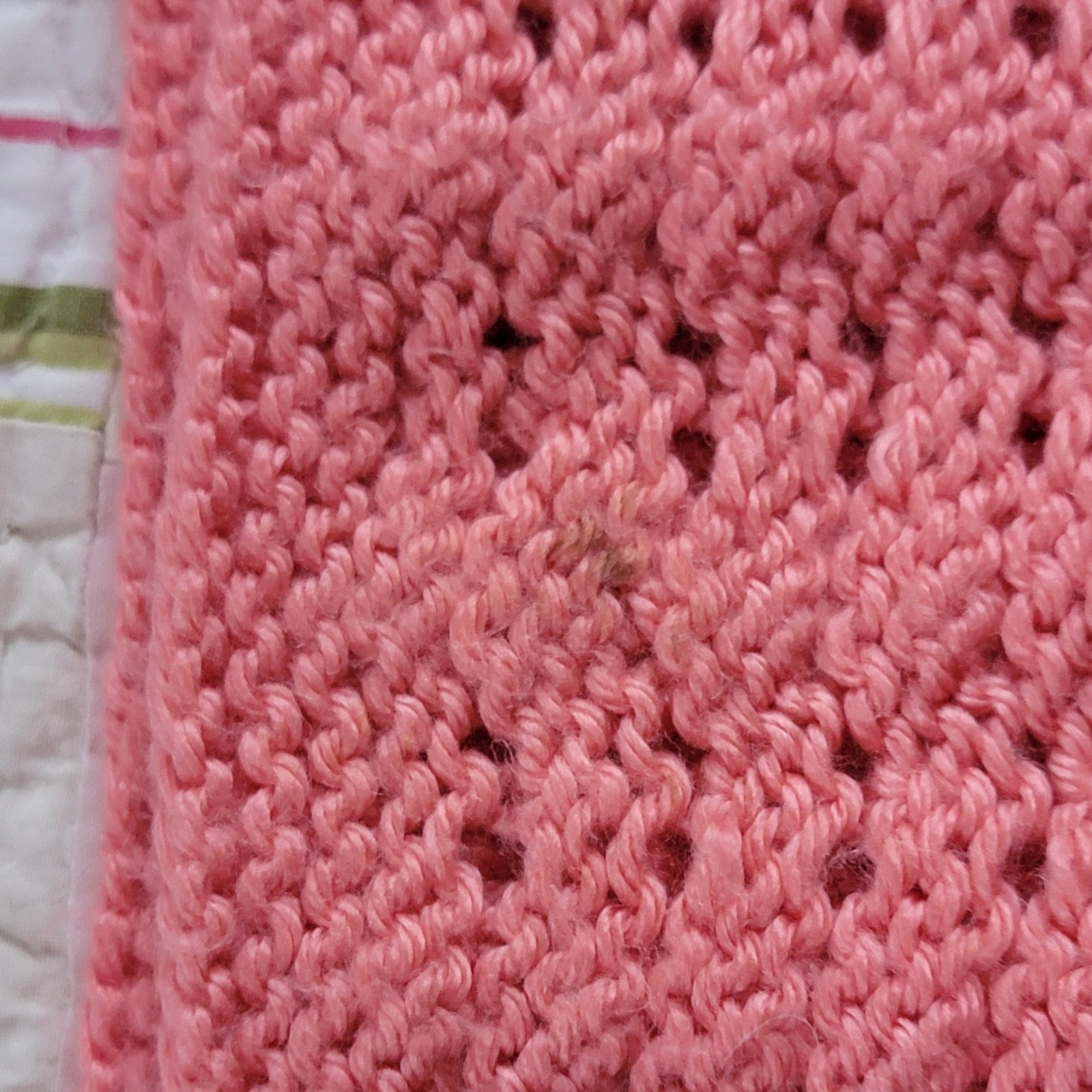 Handmade Crochet Throw Blanket Small Pink Cottage Knit Afghan 45×40