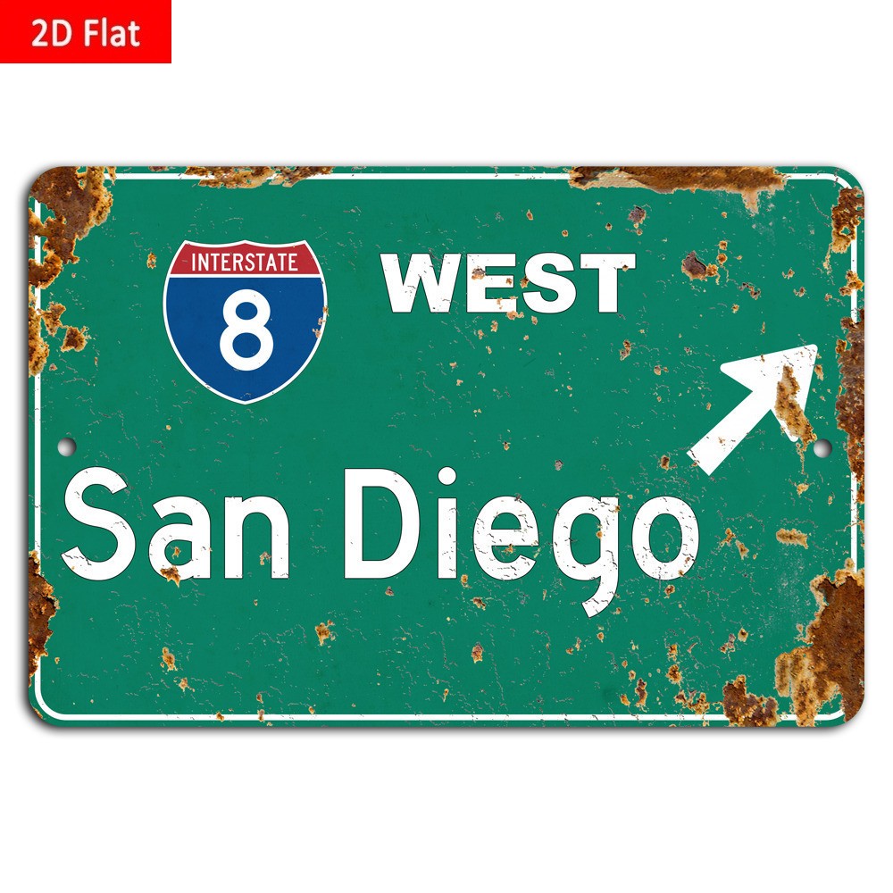 Vintage Highway Sign San Diego Retro Aluminum 8×12 12×18 Wall Art