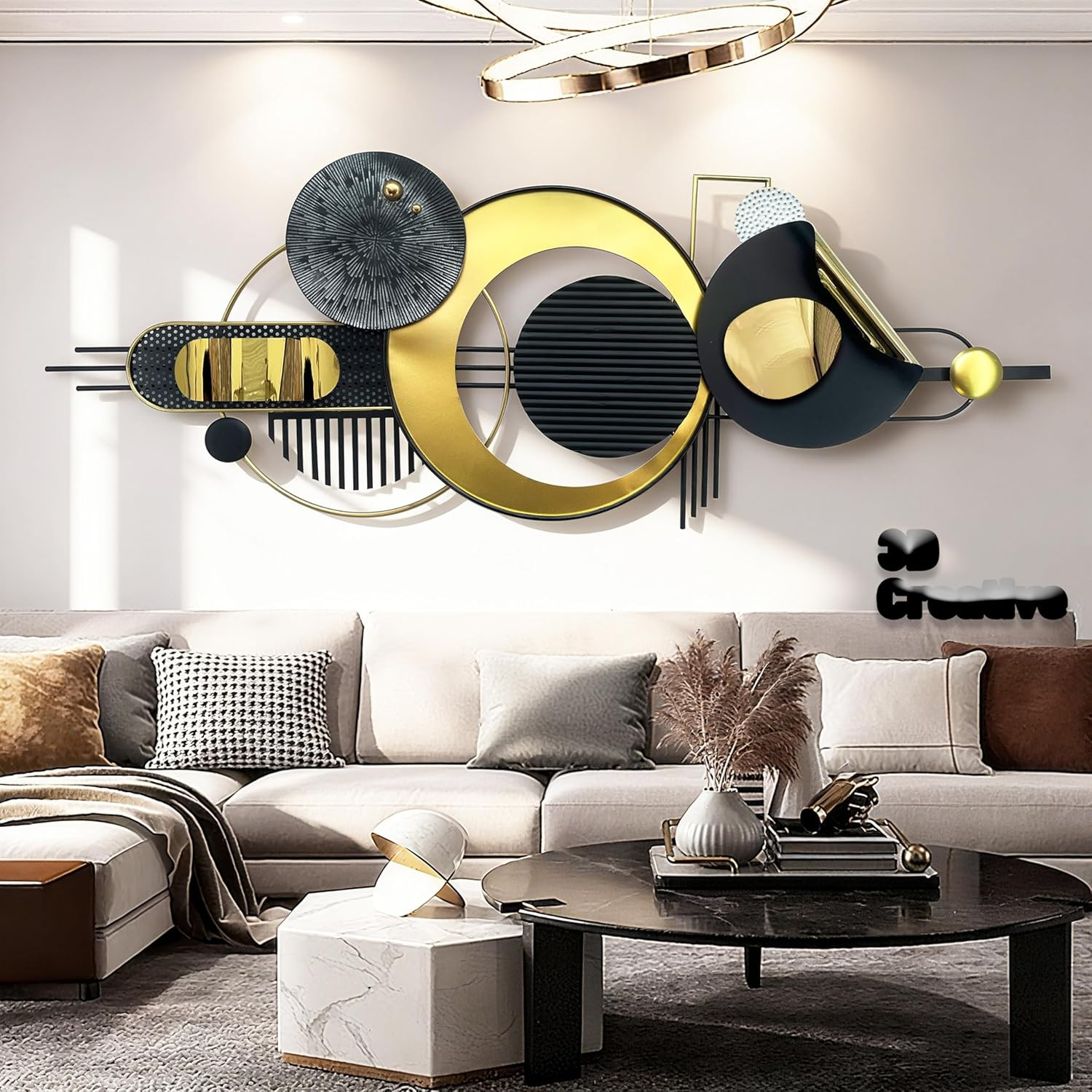 Large Black and White Metal Wall Art – Modern Abstract Decor for Home & Office