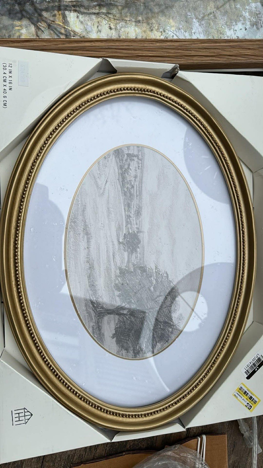 12&Prime;x16&Prime; Horizontal Oval Landscape Sketch Framed Wall Art – Hearth & Hand NWT