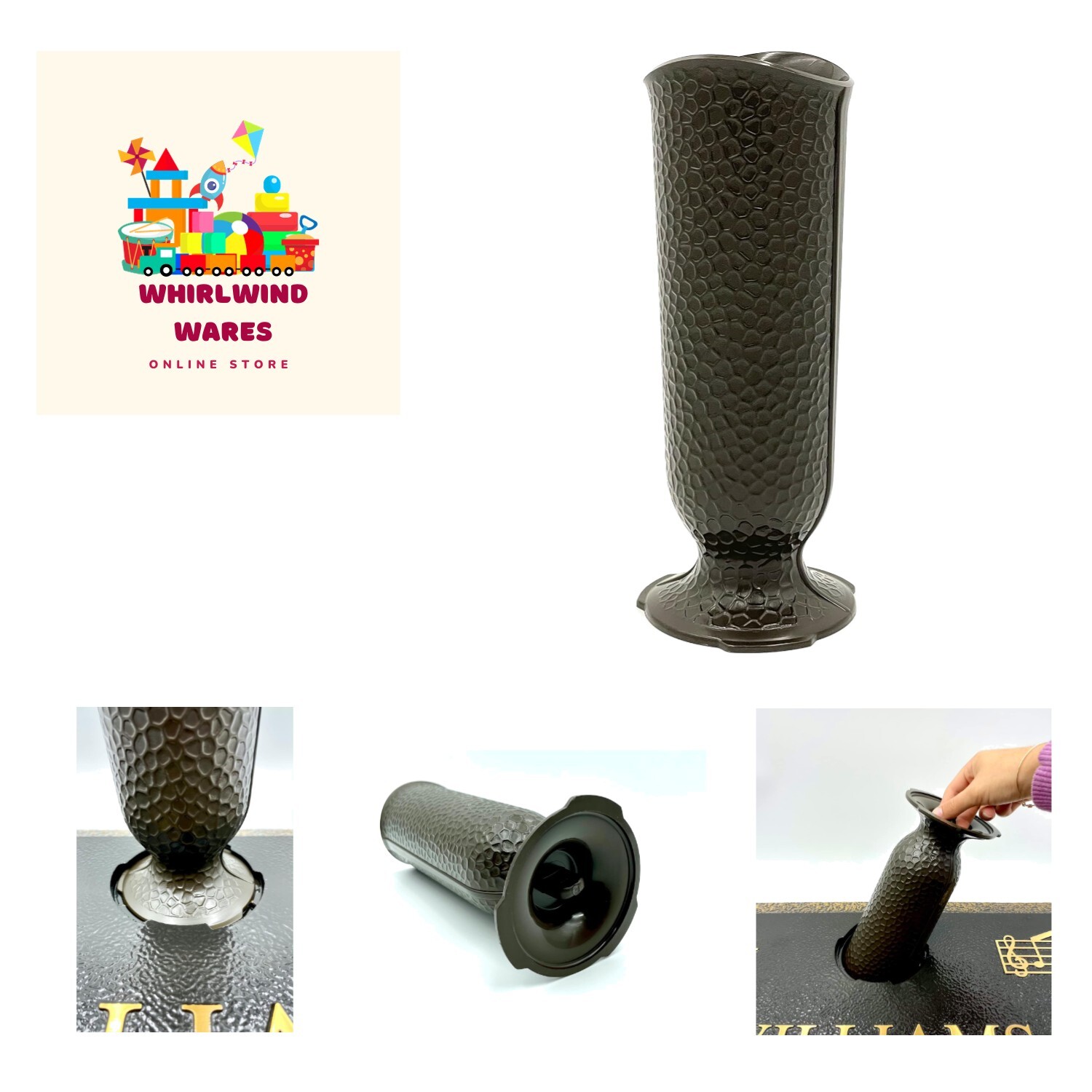 Ionic Vase – Replacement Cemetery Flower Vase – 4&Prime; D Base with 3 Flanges to L…