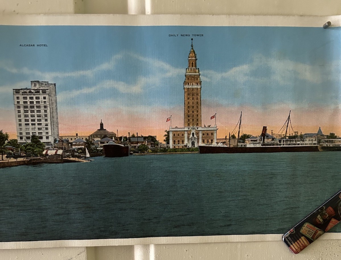Panoramic Picture Poster Waterfront Miami Florida Kropp Unframed Vtg 34.5×6.5