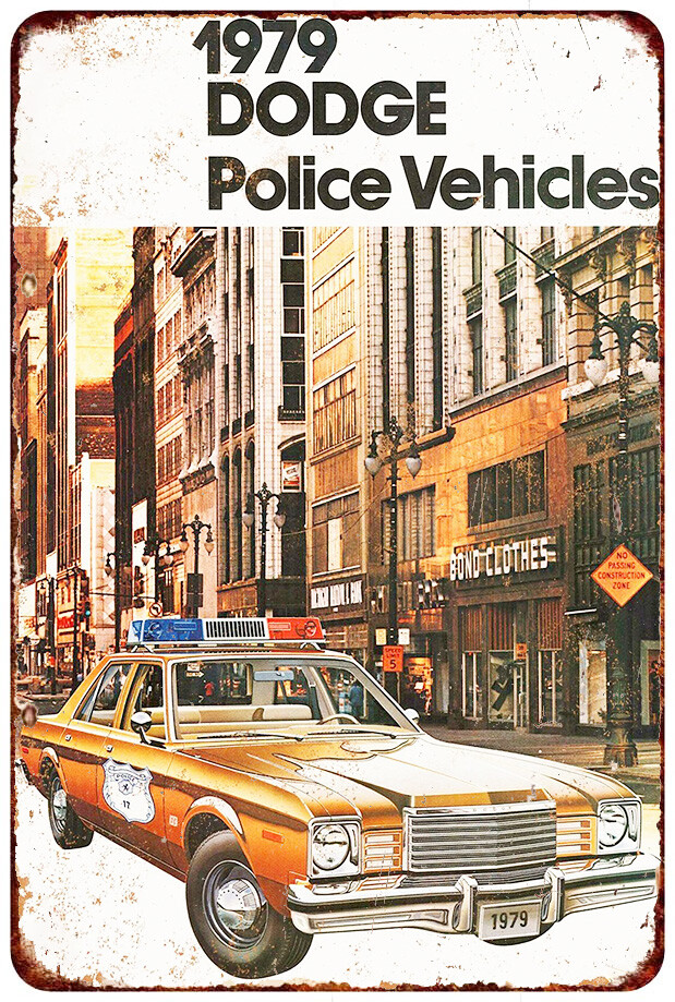 1979 Dodge Police Vehicles vintage Look reproduction metal sign 8 x 12