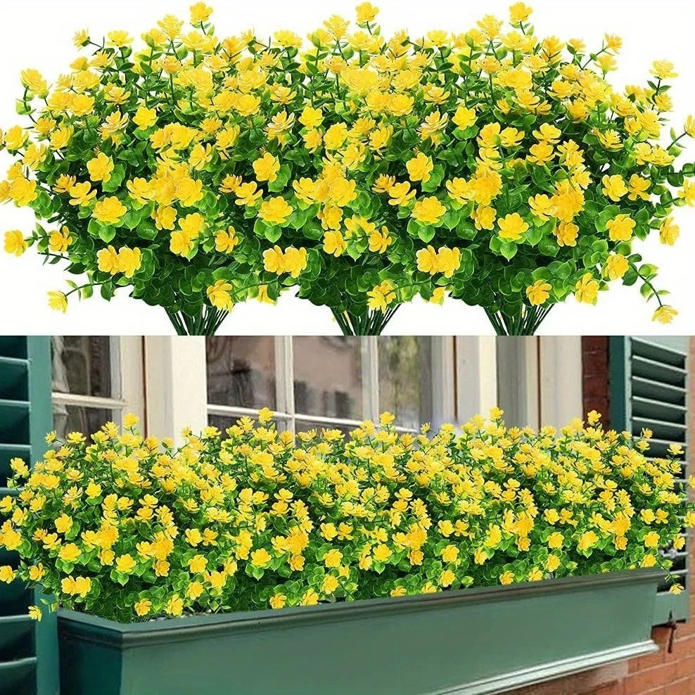 Bundles Plastic Fake Artificial Flowers UV Resistant Plants Outdoor Decor