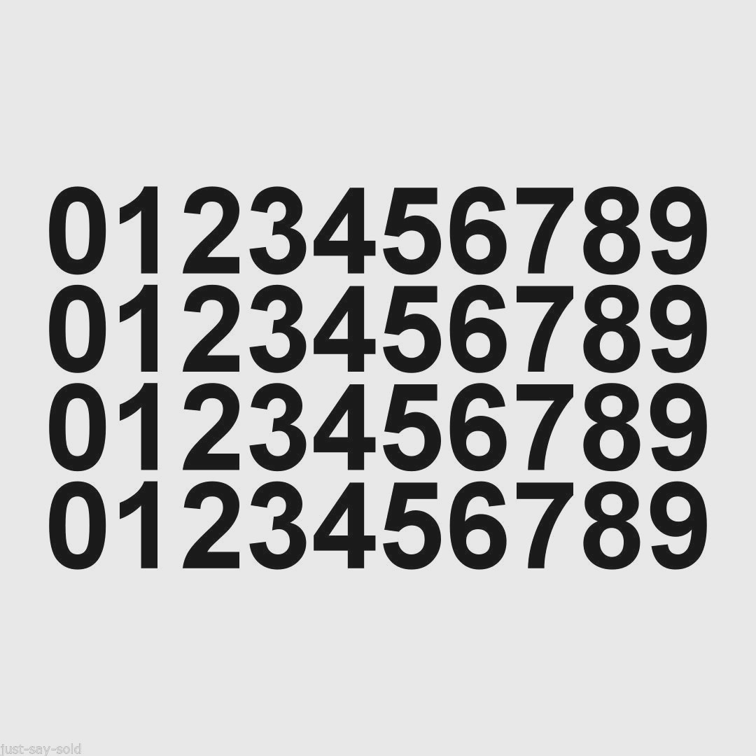 0-9 Numbers – Set of 40 Vinyl Sticker Decals 1/2&Prime; Tall – Select Color