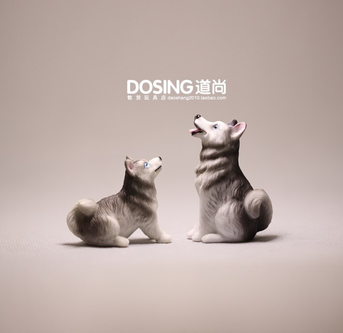 2Pc Animals Dog Model Cute Husky Fairy Garden Miniatures Bonsai Decor Figurine