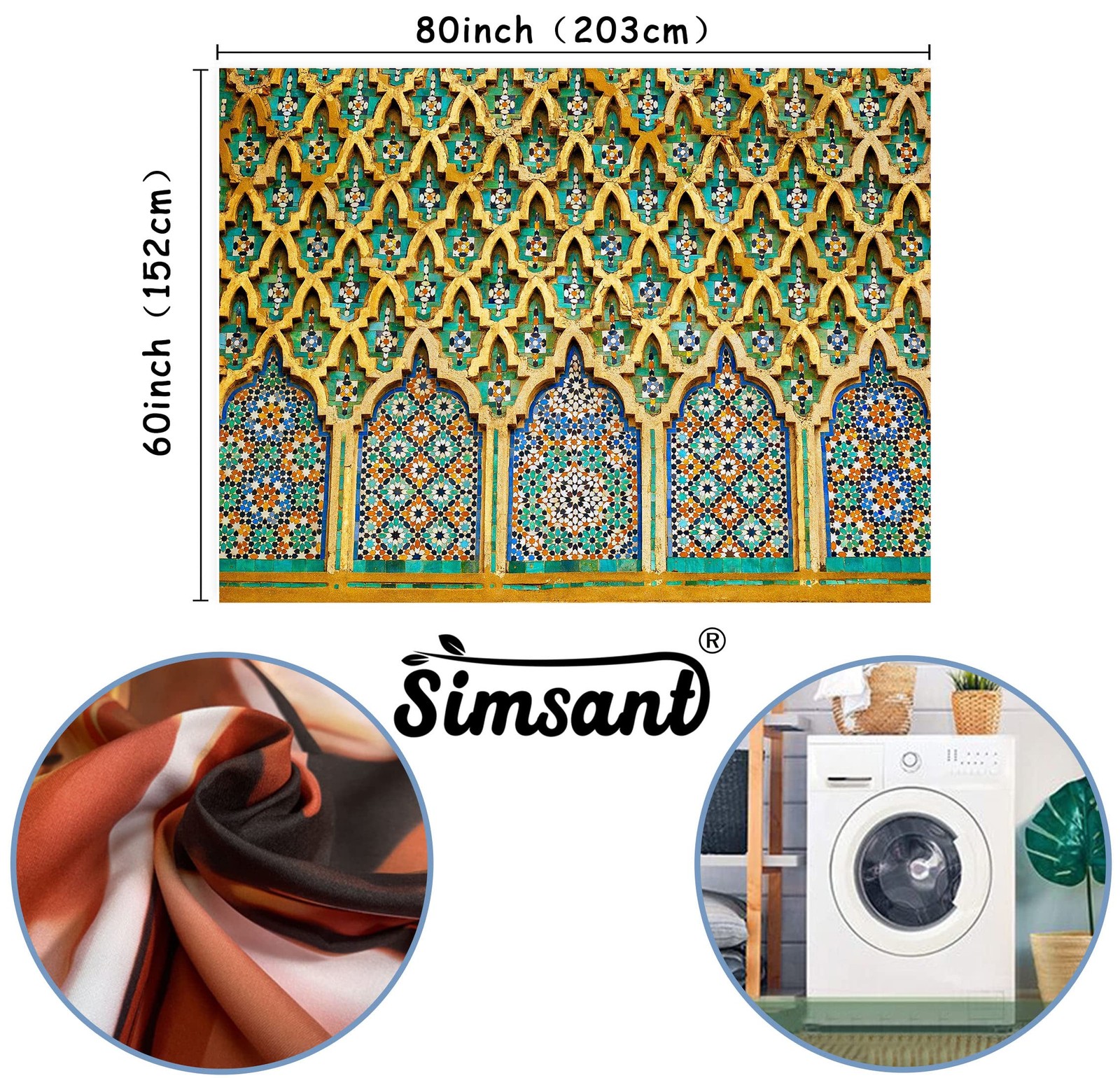 Moroccan Tapestry Wall Hanging Boho Dorm Decor Islamic Art Polyester 60×80