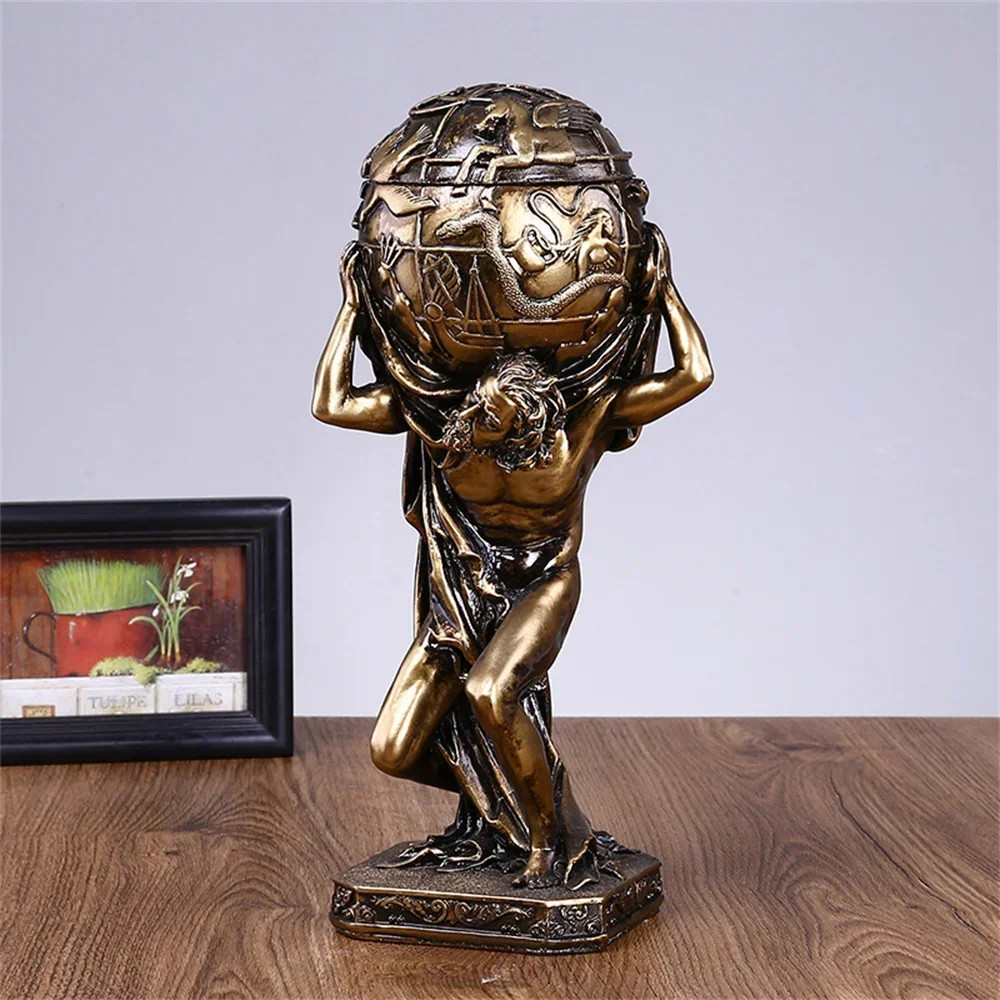 Greek Atlas Resin Statue Mythology Titan God Figurine Vintage Home Decor