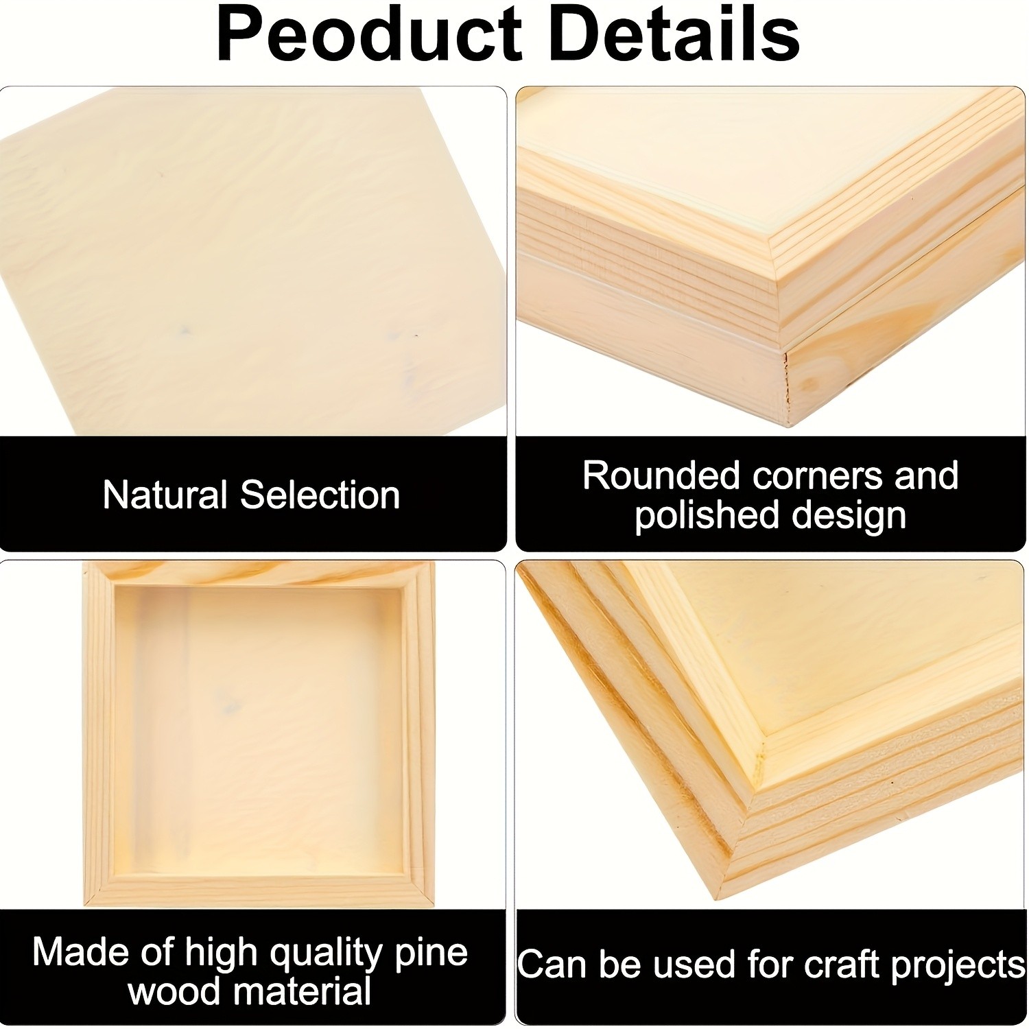 8 Pack 12×12 Inch Unfinished Wooden Panels,Ideal for Acrylic, Oil Painting & DIY
