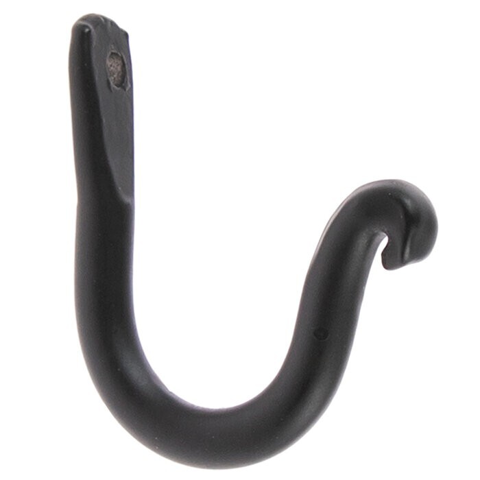 2; forged black cast iron wall PA Amish J hooks strong sturdy metal powder coat