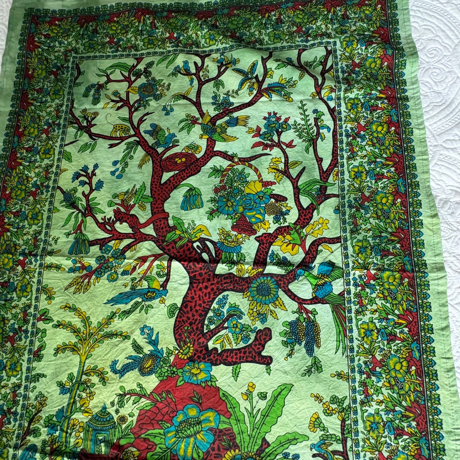 Tree of Life Green Hippie Tapestry Bohemian Wall Hanging Ethnic Decor 29×44&Prime;