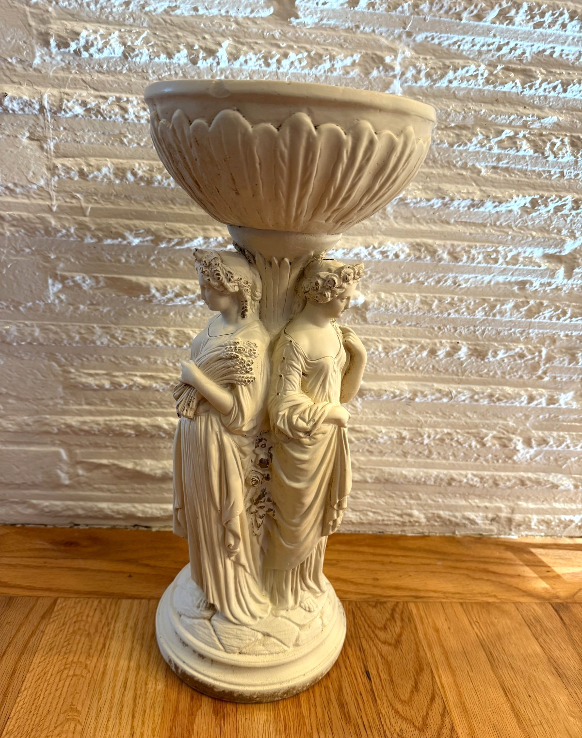 RARE Vintage Large MARWAL CHALKWARE Center Piece Statue Planter Holder!