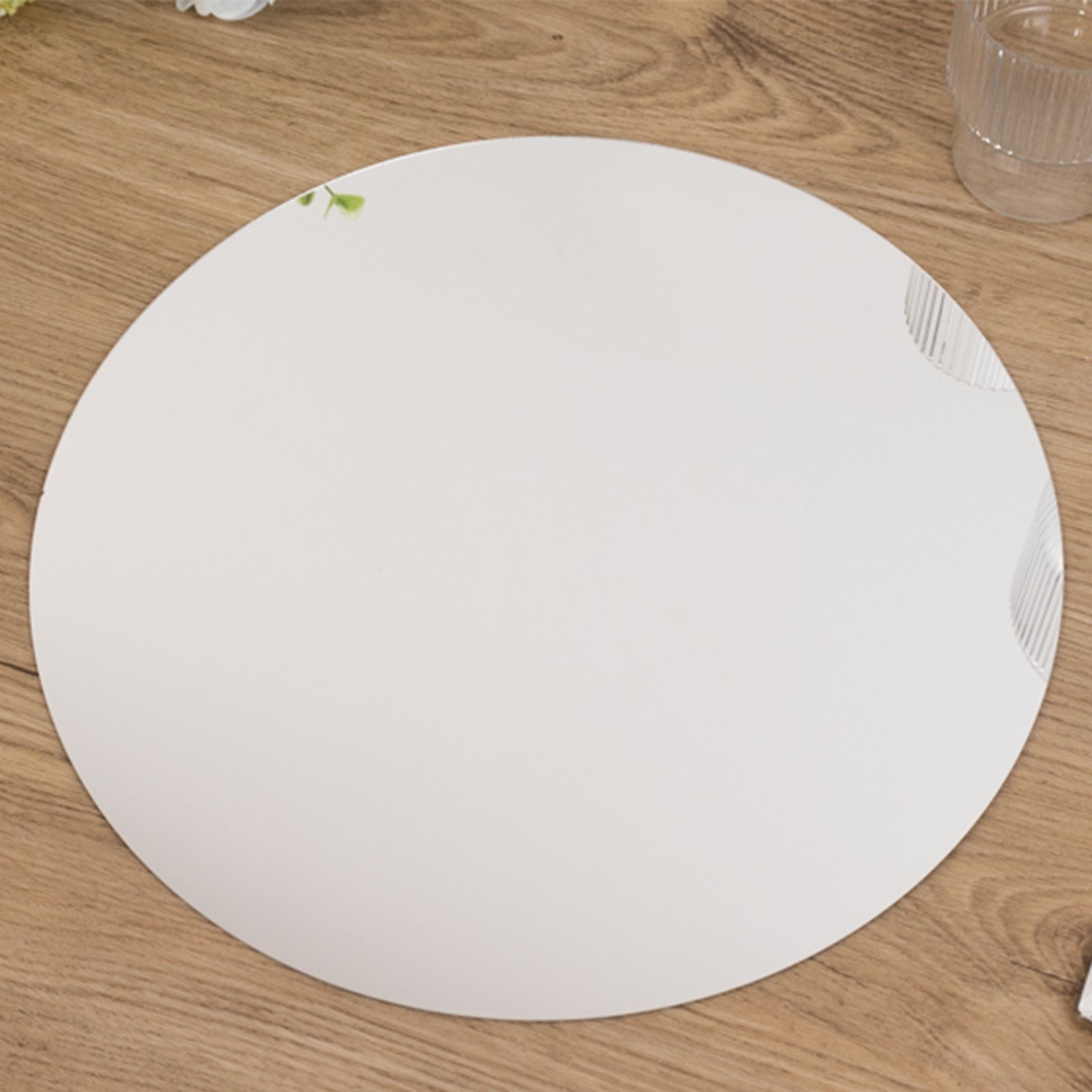 10 SILVER Round 12&Prime; Decorative Mirror Plastic Charger Plates Wedding Events