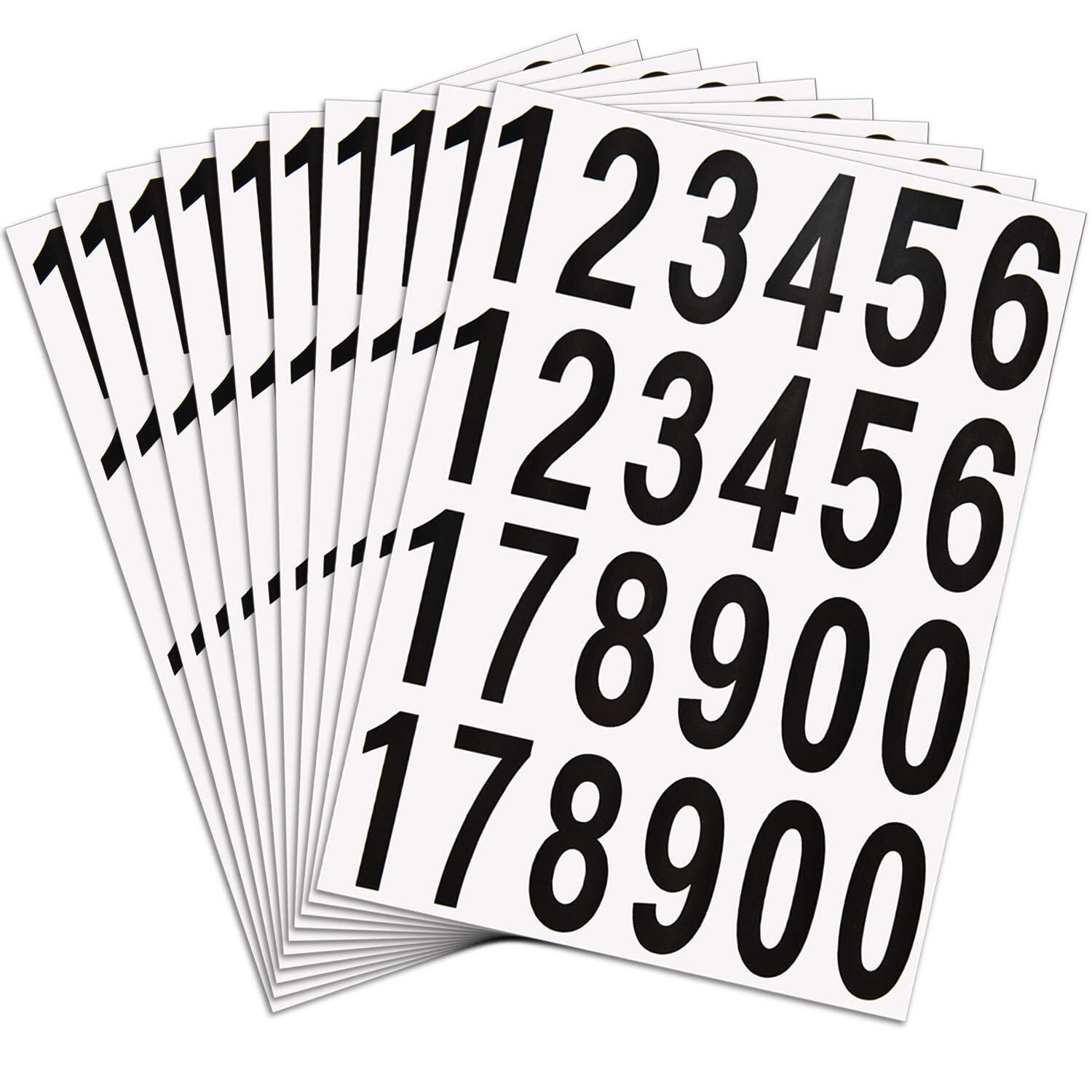240 Pieces 2&Prime; -Number Stickers Waterproof Vinyl Stick on Numbers -Black on White