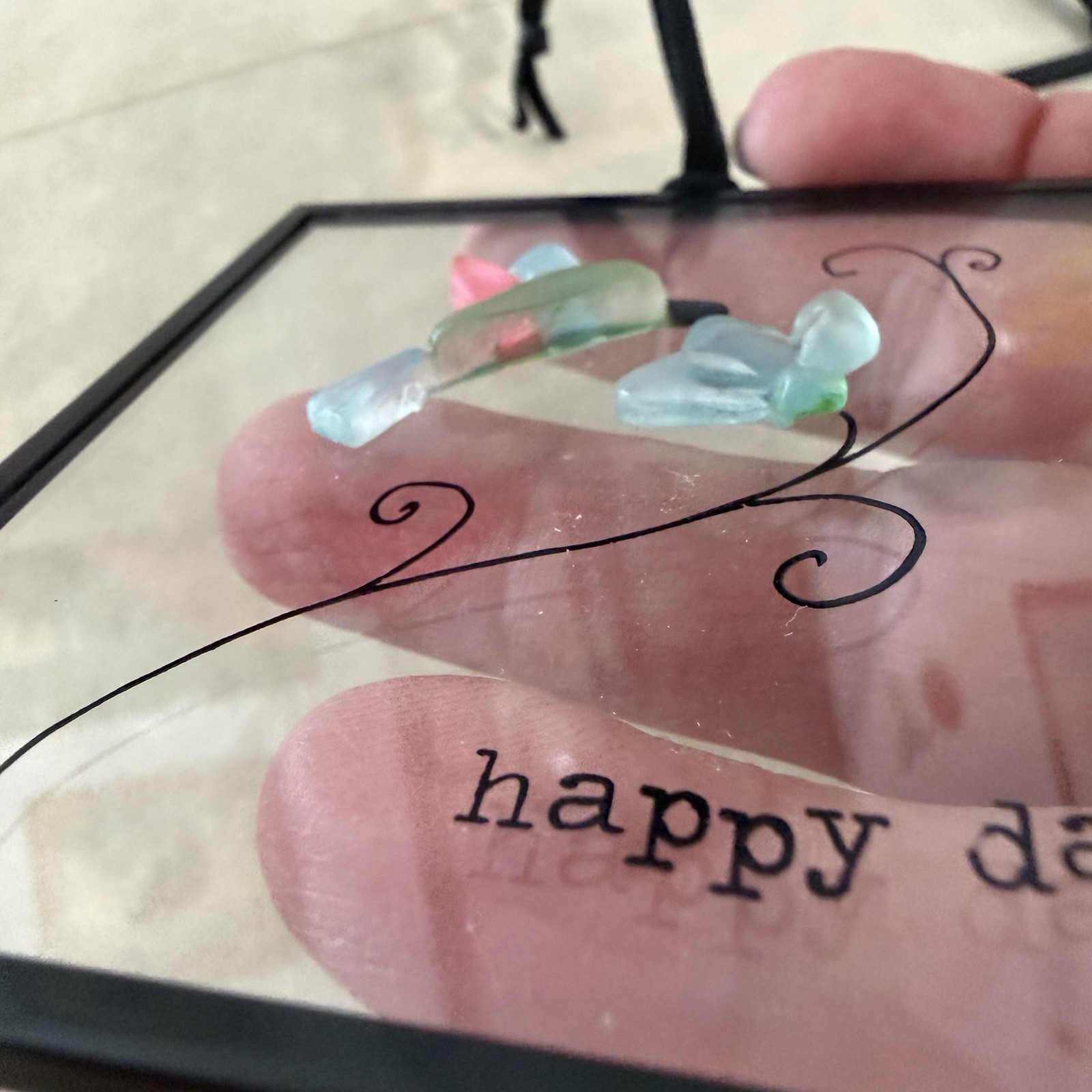 2 Demdaco Sun Catcher Sharon Nowlan Pebble Sea Glass happy day & love from above