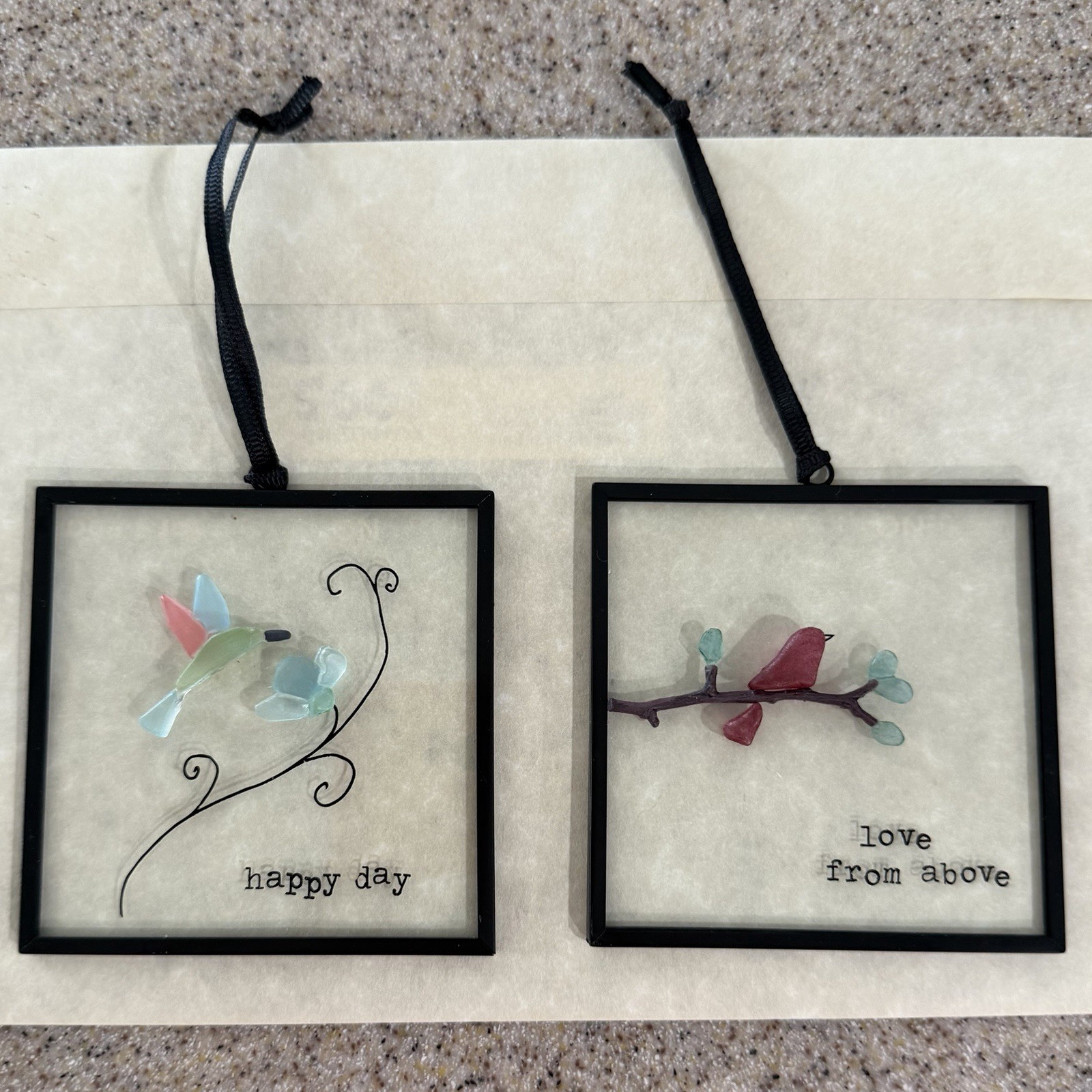 2 Demdaco Sun Catcher Sharon Nowlan Pebble Sea Glass happy day & love from above
