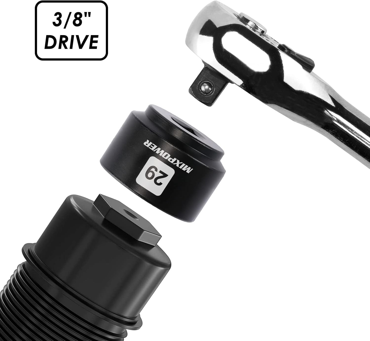 7 Pieces 3/8&Prime; Drive Low Profile Oil Filter Socket Set, 24mm, 25mm, 27mm, 28mm, 2