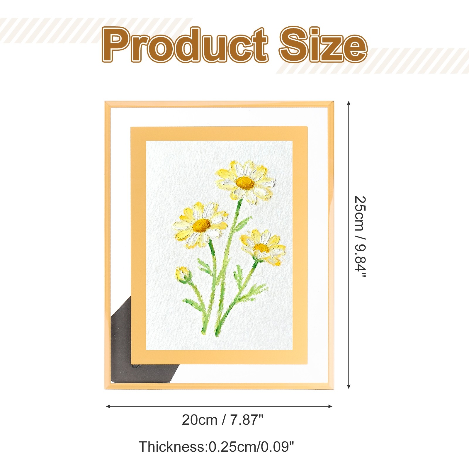 9.8 x 7.9 Inch Glass Photo Frame Vertical or Horizontal Picture Frame Gold