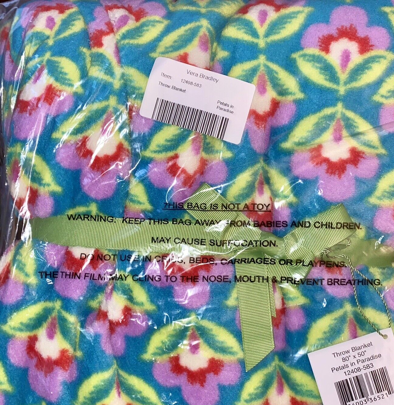 NEW VERA BRADLEY Throw Blanket Fleece 80 X 50 PETALS IN PARADISE #12408-583 NWT