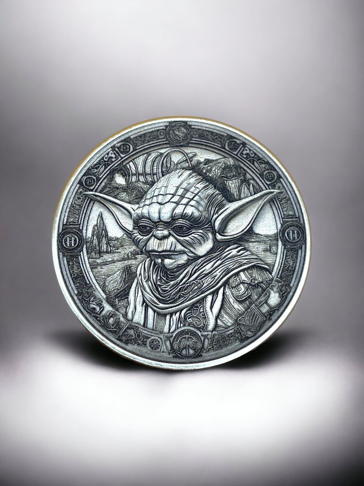 Master of Wisdom – Yoda Engraved Brass Coin (Double-Sided)
