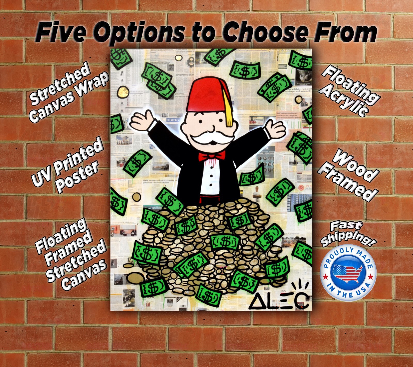 Alec Monopoly – Fez Money Art Print | Mounted Canvas | Framed | Poster |Acrylic