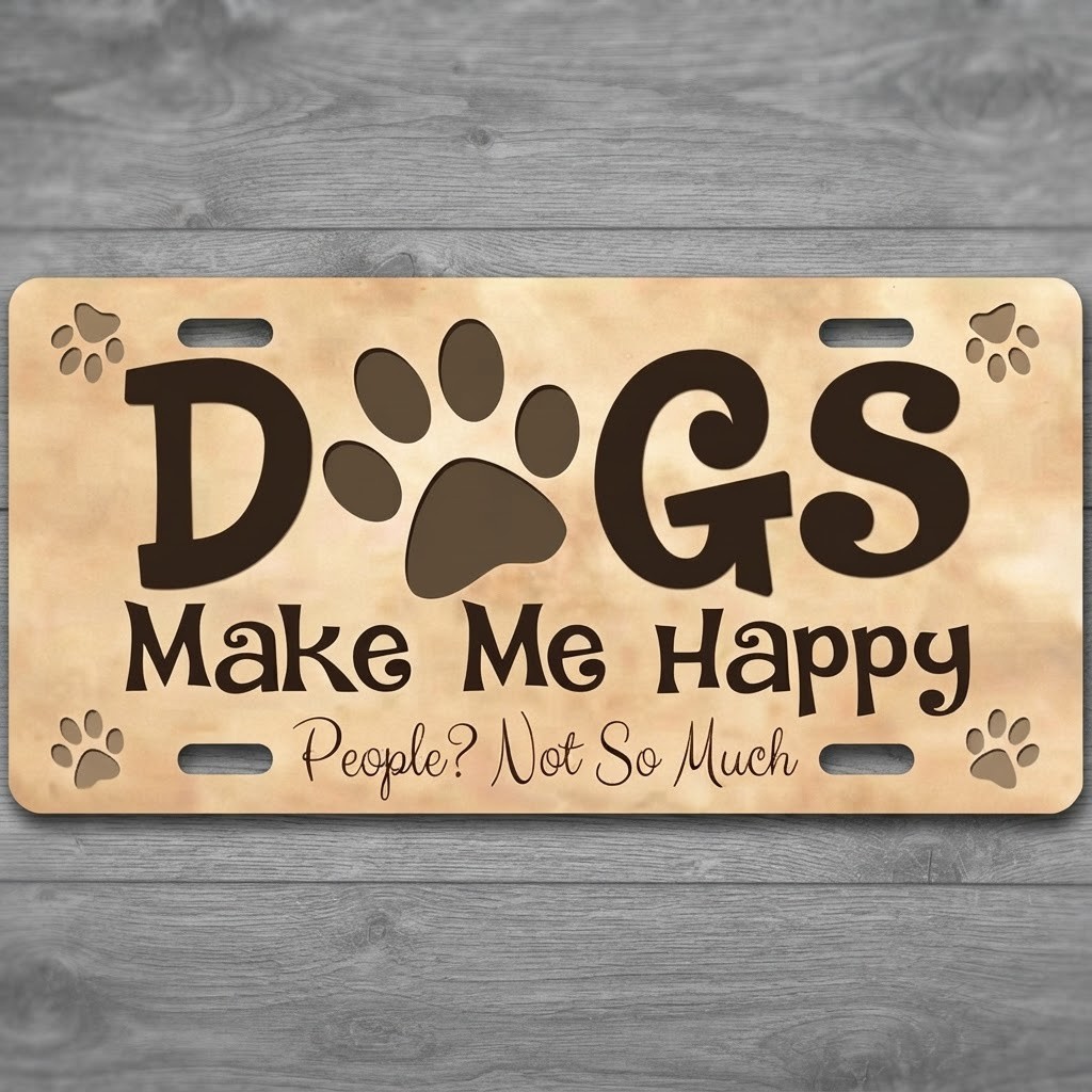 Dogs Make Me Happy 6 x 12 Novelty Aluminum License Plate Made In USA New!