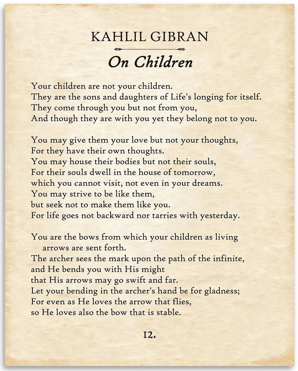 Kahlil Gibran – On Children – 11×14 Unframed Typography Book Page Print – Decor