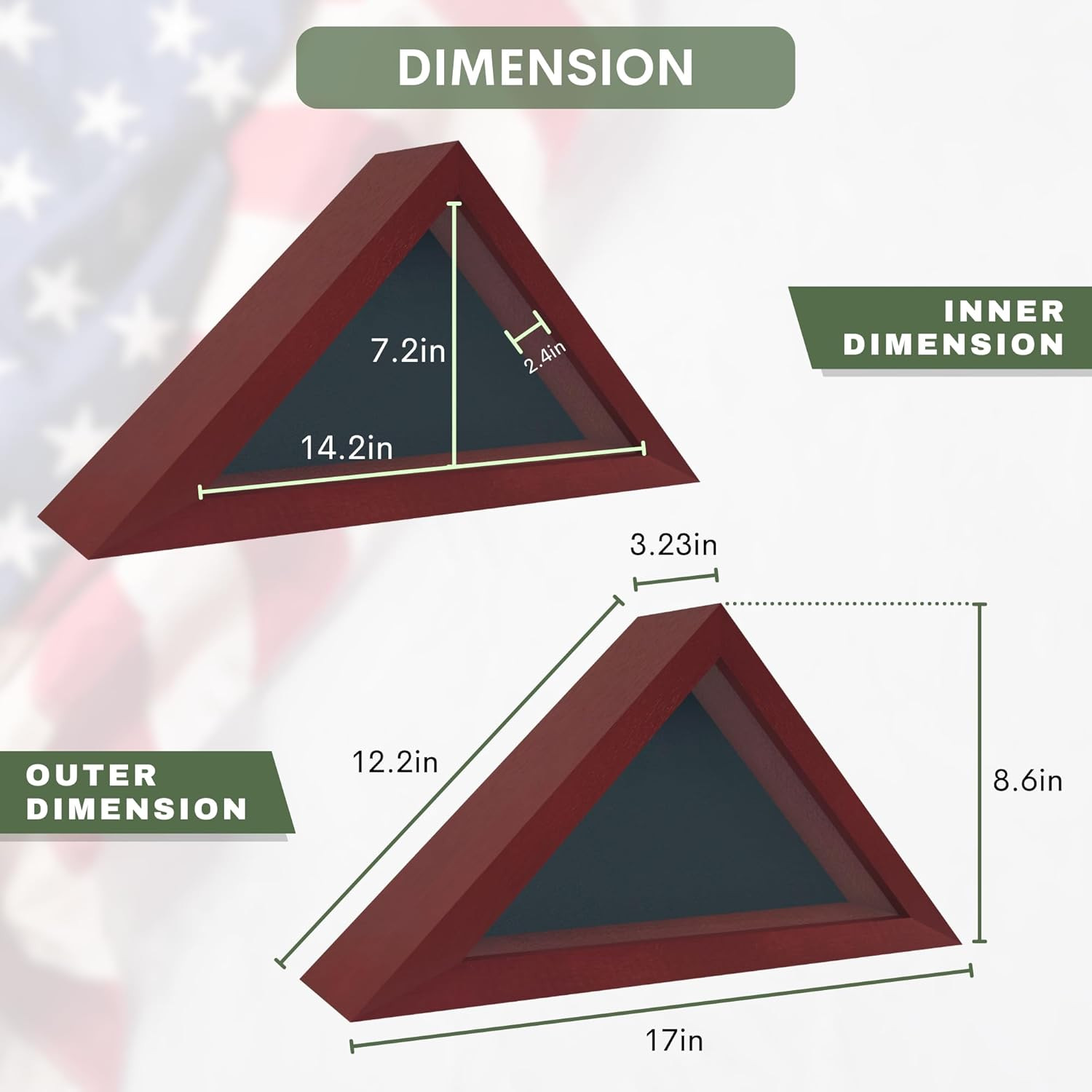 Flag Case – Small Solid Wood Military Flag Display Case for 3&rsquo;X5&prime; American