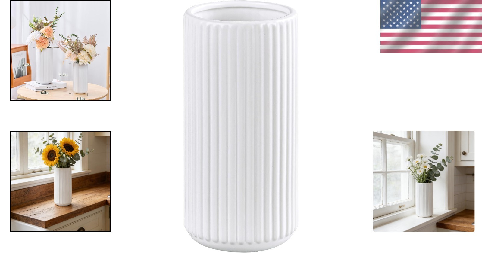 Thickened White Ceramic Flower Vase – 8-Inch Decorative Gift for All Occasions