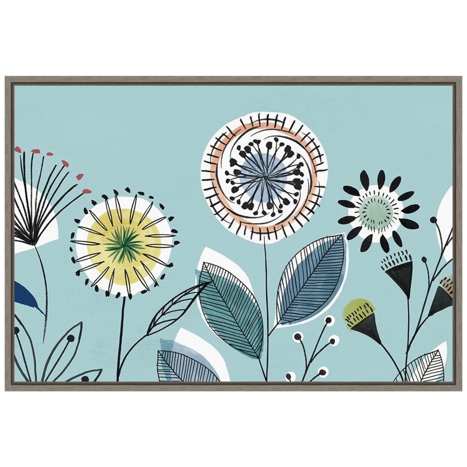 Framed Canvas Wall Art Print Scandi Florals I by Isabelle Z (23 in. W x 16 in. H
