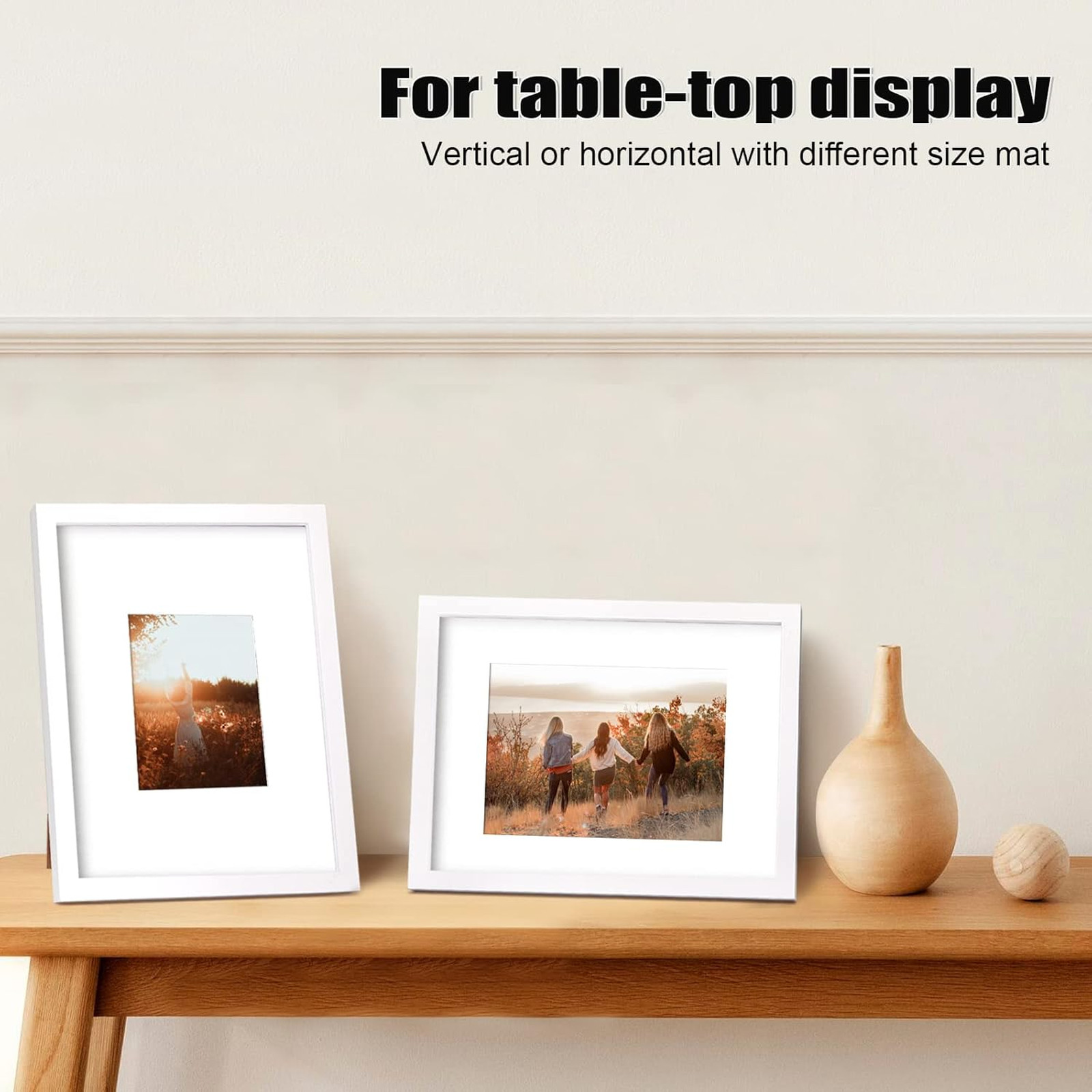 11×14 Picture Frame White Solid Wood with Acrylic Plexiglass for Wall or