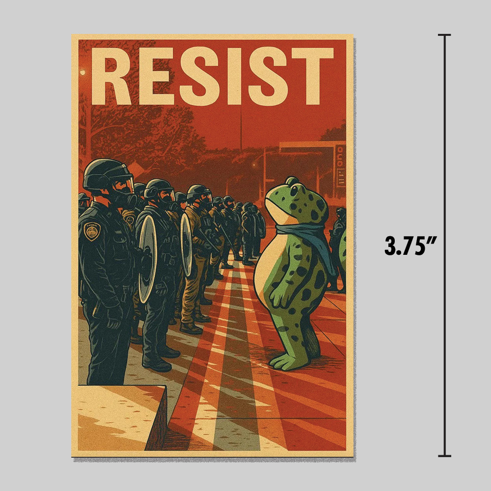 Portland Frog Sticker Resist Poster Anti-ICE Anti-Fascist 3.75&Prime; Vinyl Decal