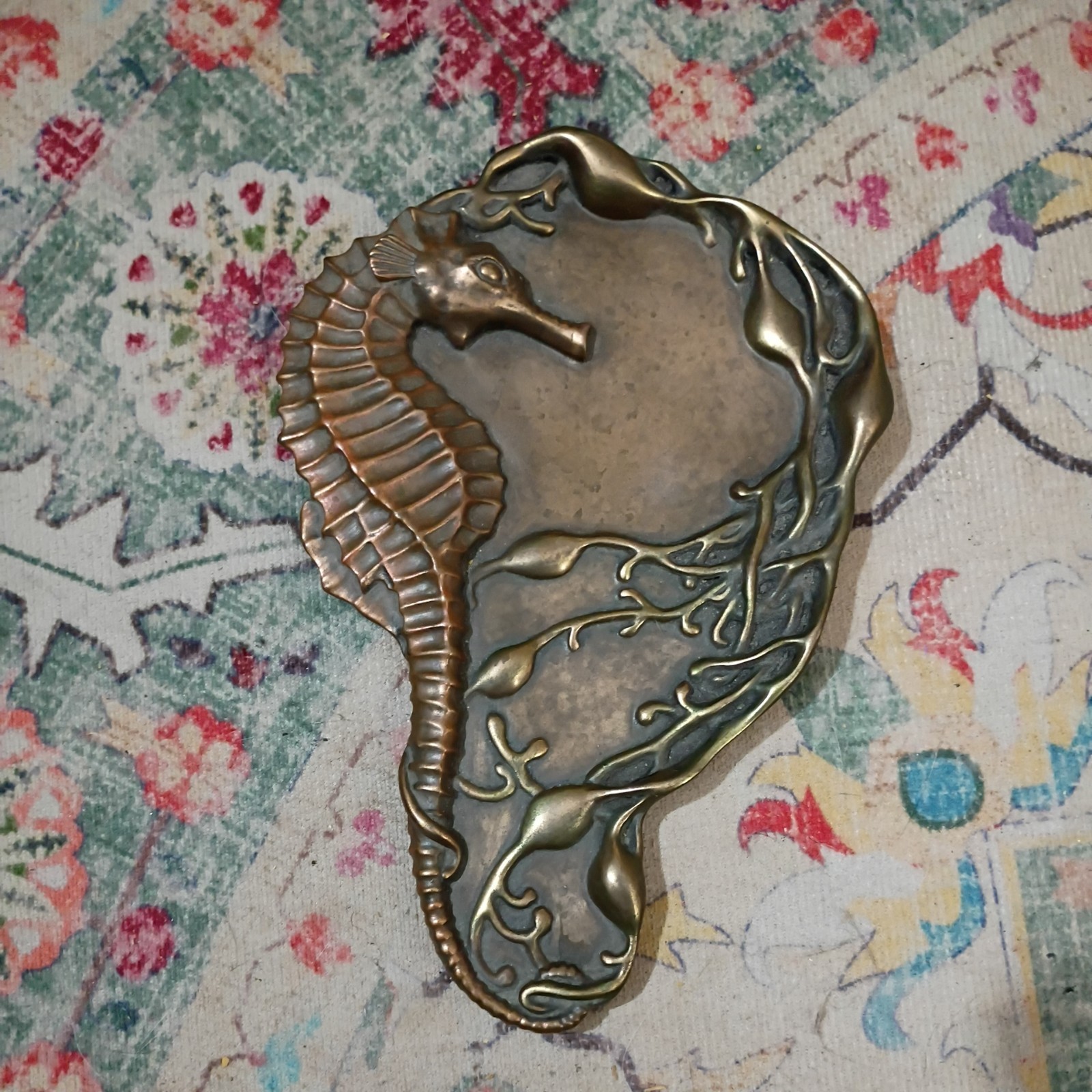 Summit Collection Art Nouveau Seahorse Tray Trinket Dish 9x6inch 2008
