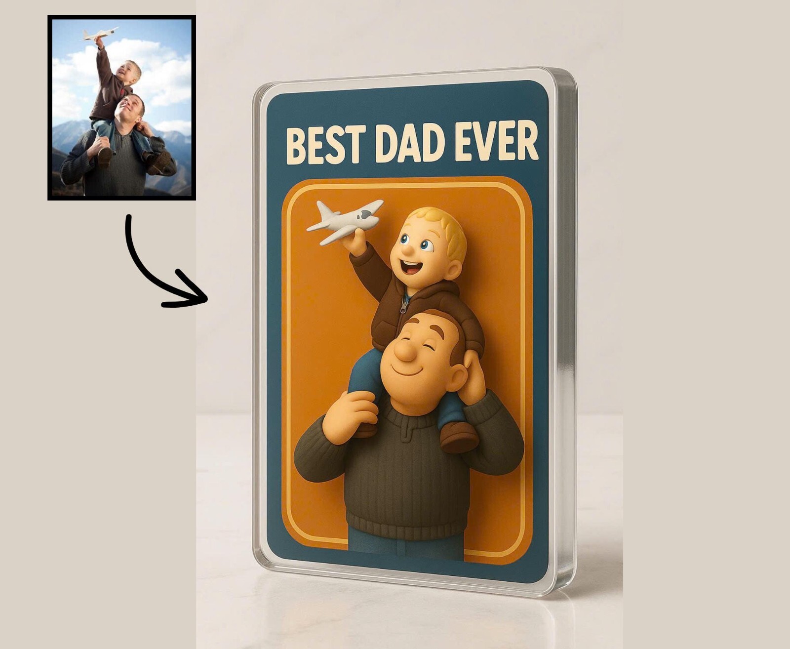 Personalized Father&rsquo;s Day Gift For Dad, Custom Photo Action Figure Acrylic Block