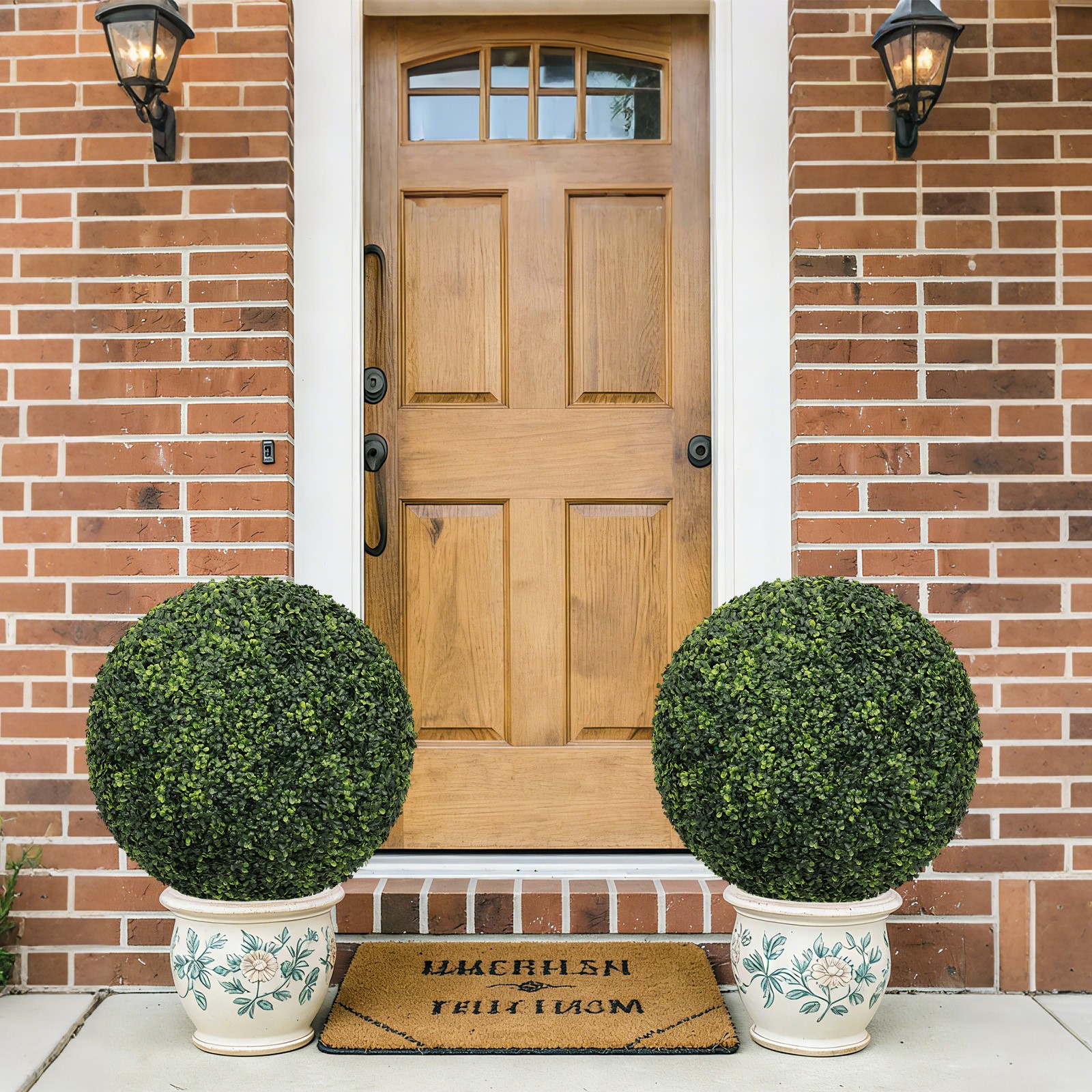 22.4in 2pcs Artificial Topiary Balls Outdoor Faux Boxwood Large Decor Kit