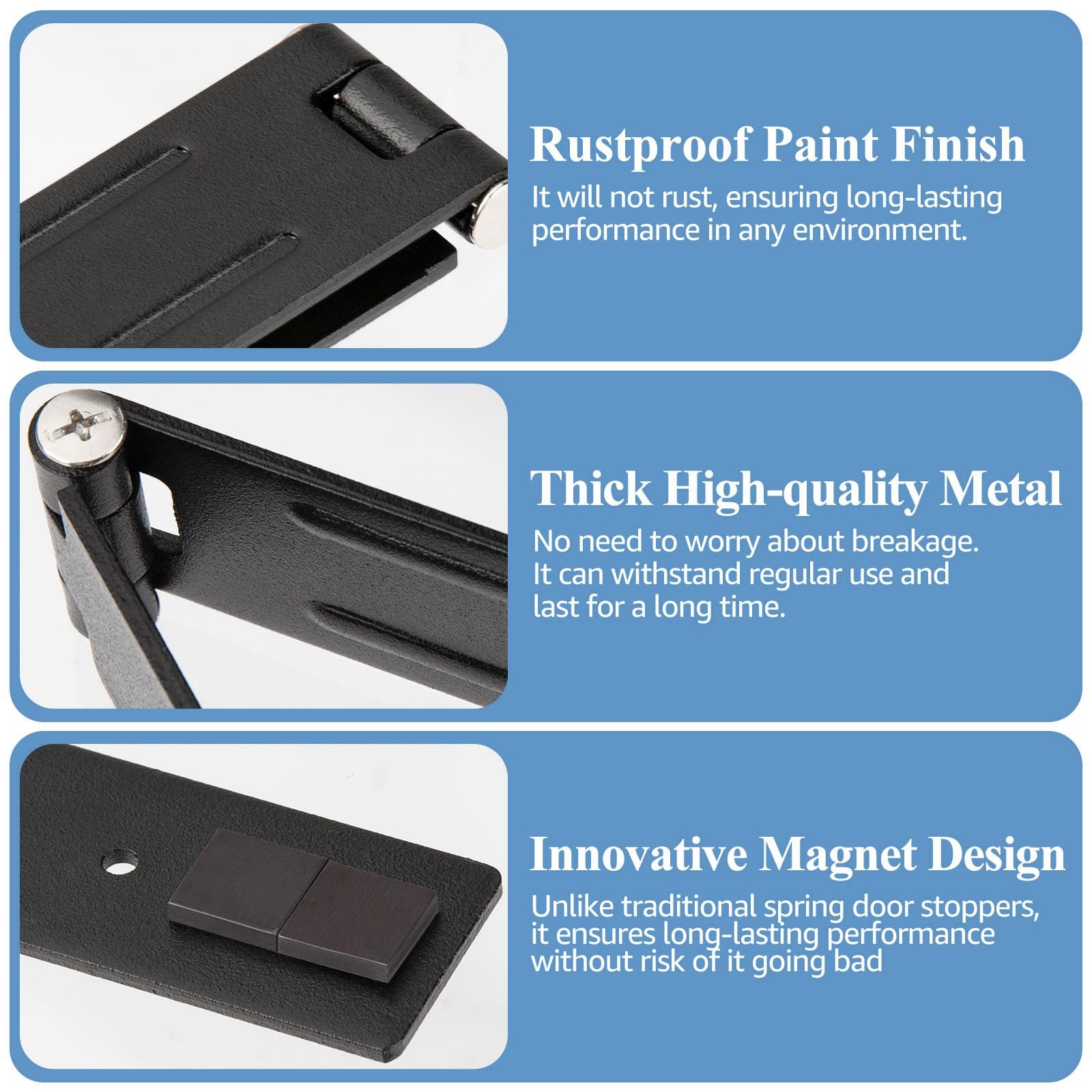Kickdown Door Stopper for Bottom of Door, Heavy Duty Metal Door Stop with Rub…