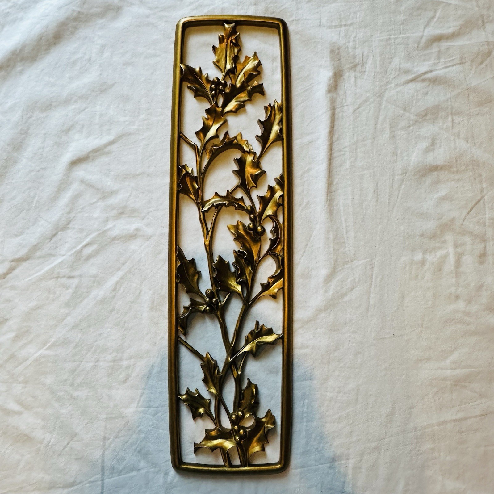 4 Vtg Panels Syrco Four Seasons Gold Wall Plaques Art Hangings Floral MCM 1954