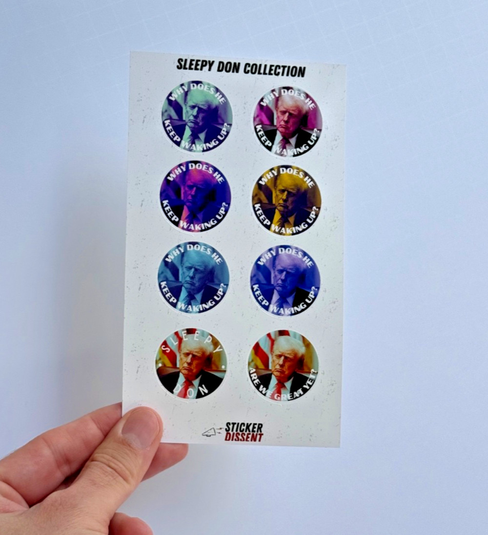 Donald Trump Asleep Stickers 8pc Assorted Anti Trump Political Humor Decals 1.5&Prime;