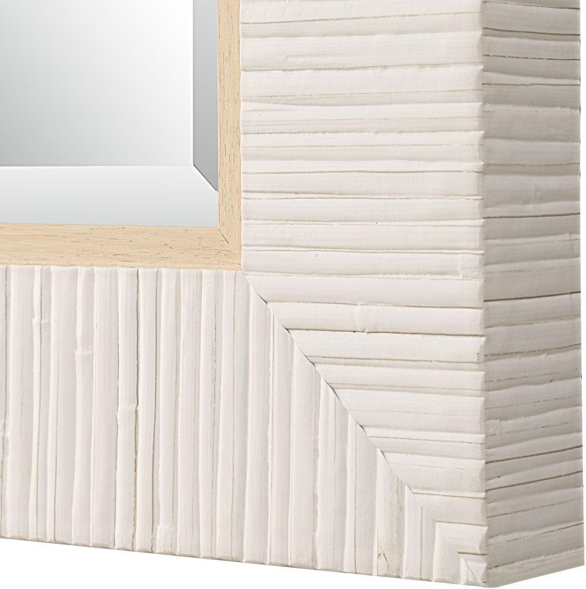Coastal Whitewashed Rattan Frame Mirror – Modern Vanity Decor (25×35 in)