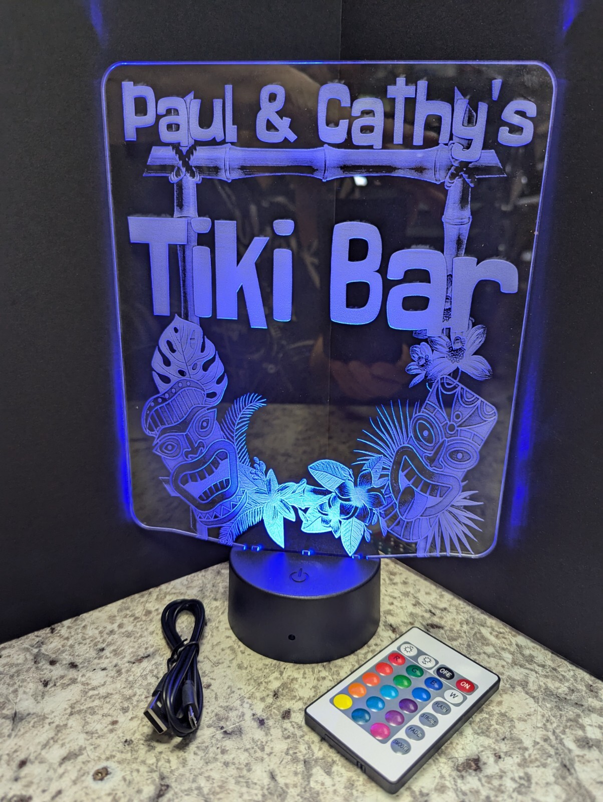 TIKI BAR Large Customizable L.E.D. Sign Display