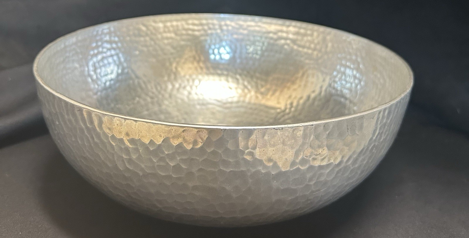 West Elm Large 10.5”D X 4” T Hammered Silver-Toned Exterior Bowl