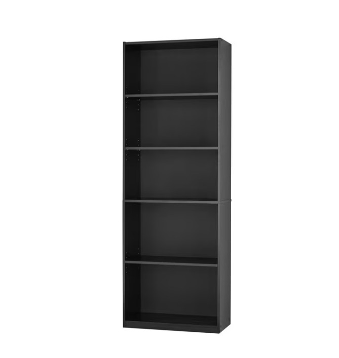 Mainstays 5-Shelf Bookcase with Adjustable Shelves, True Black Oak