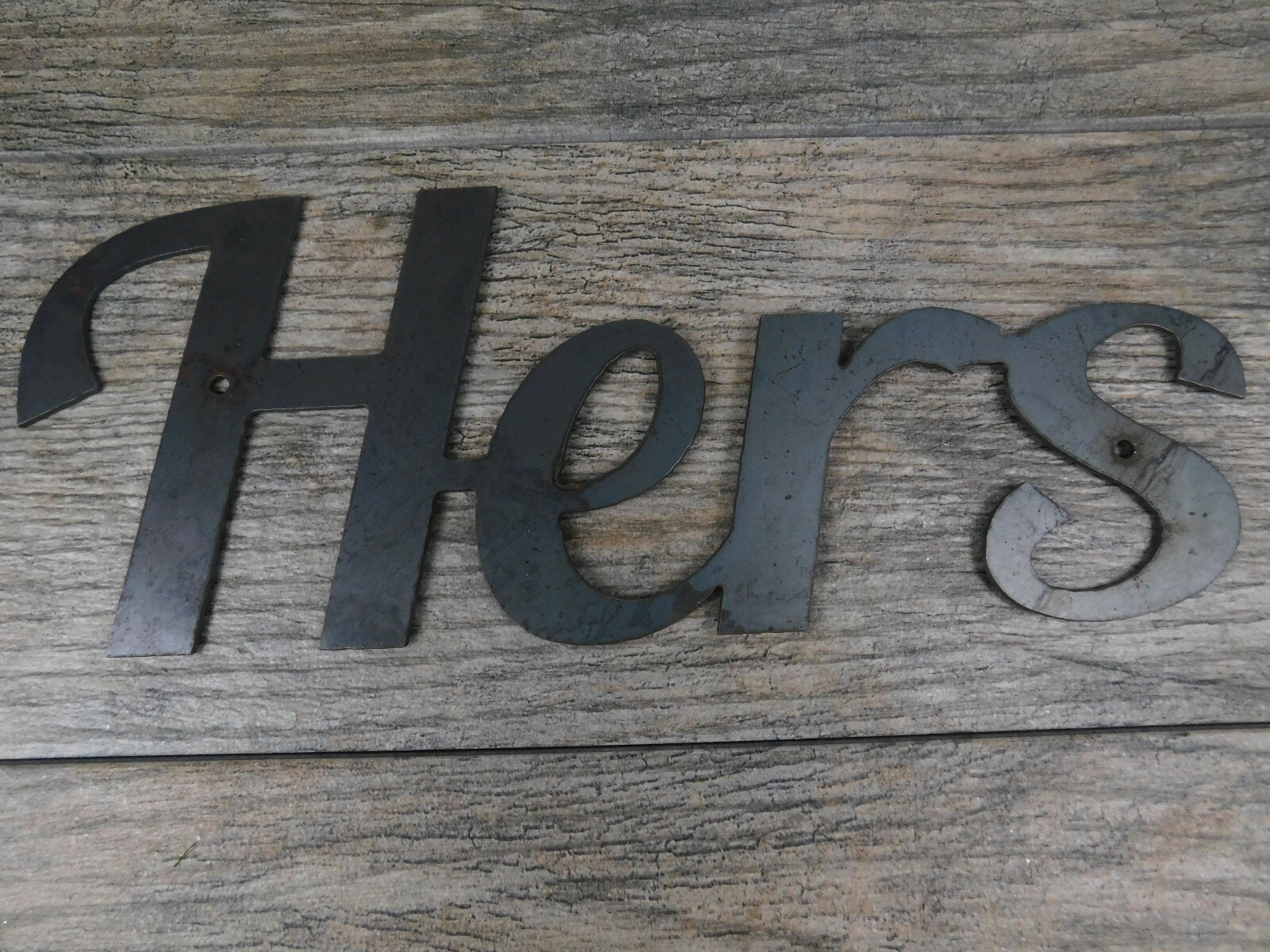 HERS Metal Wall Art Word Quote Metal Sign Steel RUSTIC Bathroom wall decor