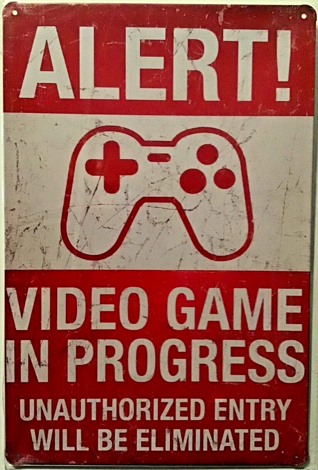 TIN SIGN 8×12 Alert video game room gamer funny teen adult home dorm man cave