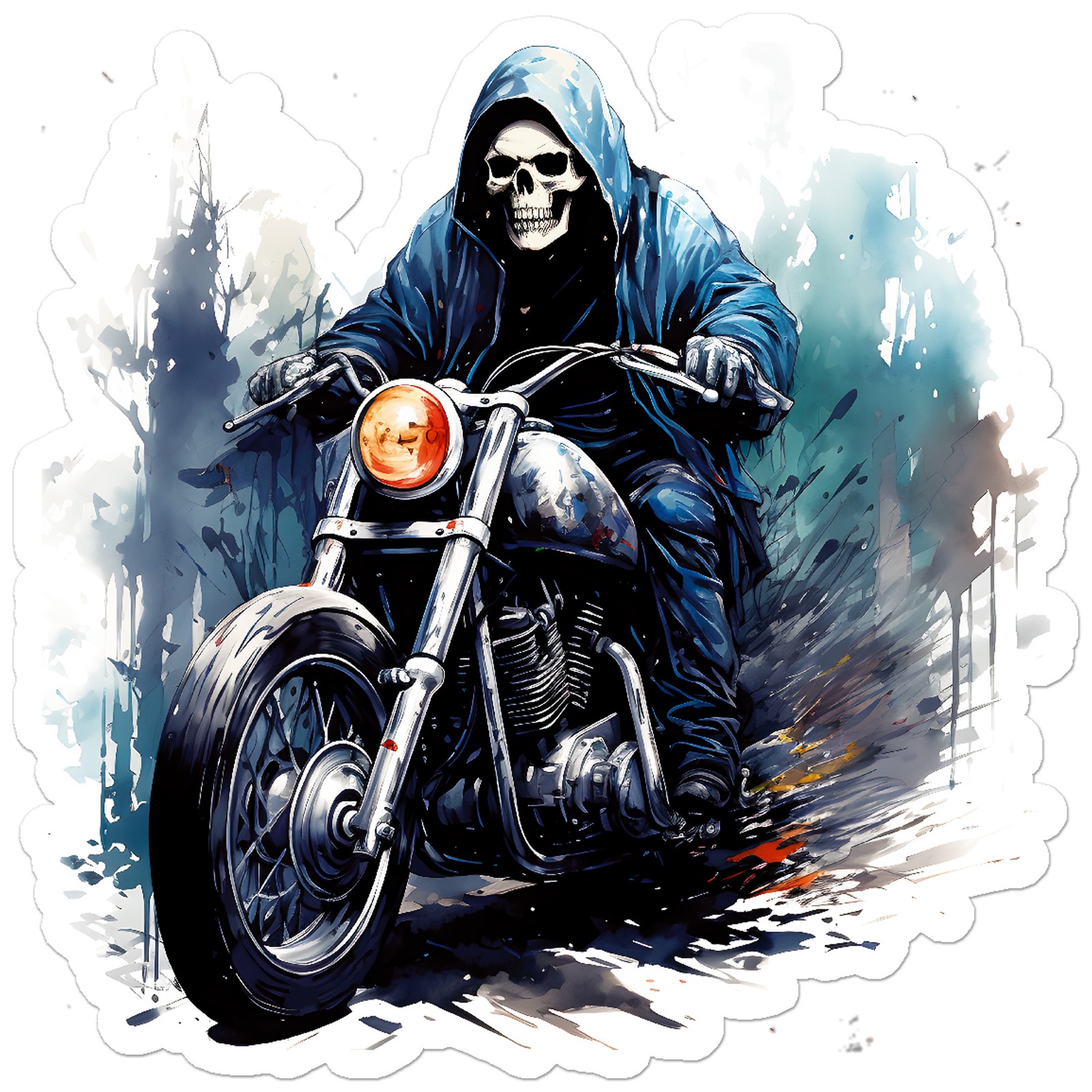 Skeleton Riding Motorcycle – Vinyl Decal Sticker – Car Window Laptop – ebn11061